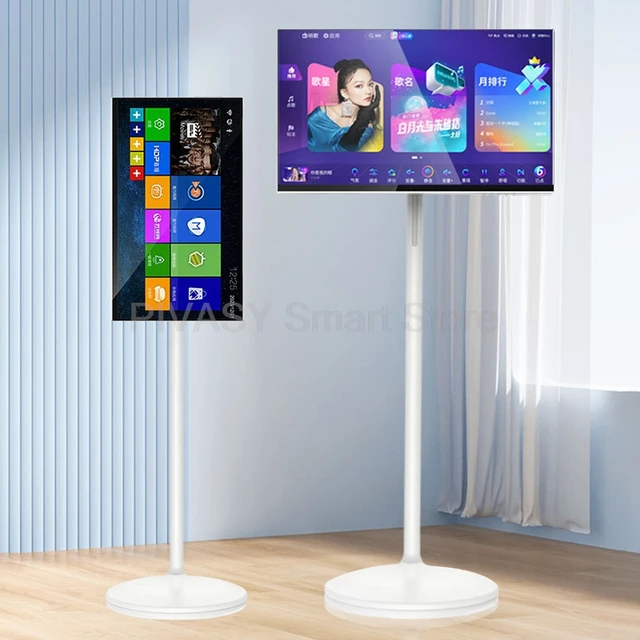 Touch Screen Supporto TV Smart Android da 32 pollici Batteria elevata da 10000 mAH 8 + 128G Dispositivo UHD 4K Monitor mobile girevole per palestra dal vivo 1