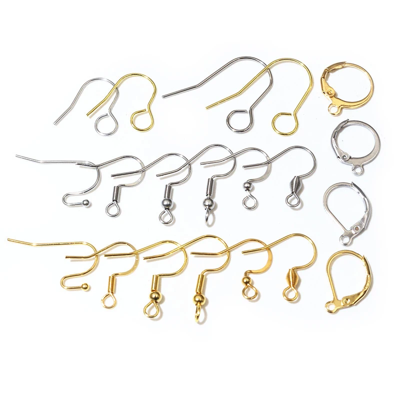 

30-100pcs Stainless Steel DIY Earrings Hooks Clasp Findings Handmade Jewelry Making Accessories Earwire Accessories Steel Gold