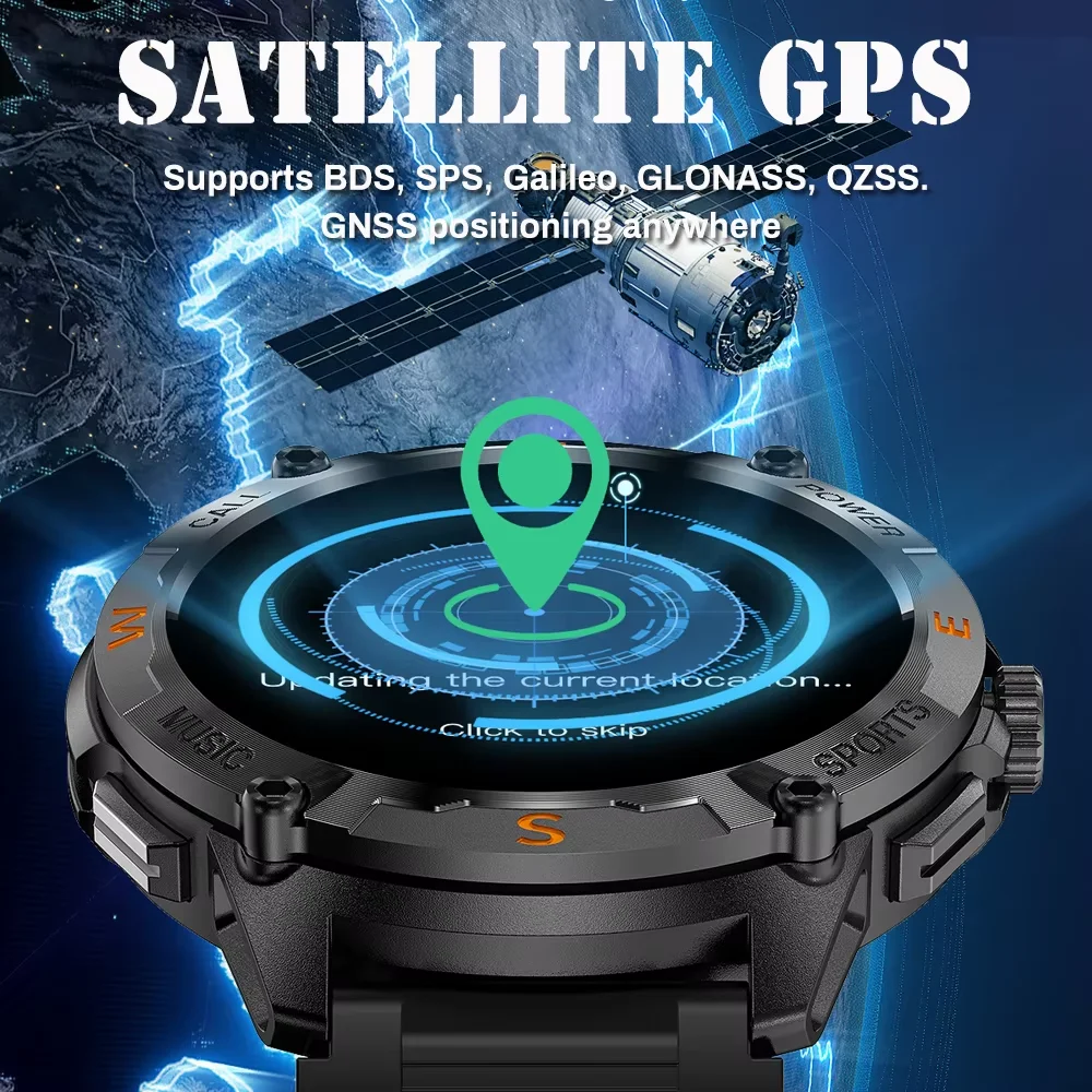GPS Satellite Positioning Smartwatch Men's 100+ Sports Mode Compass 3ATM Waterproof Watch 2025 New Smart Watch