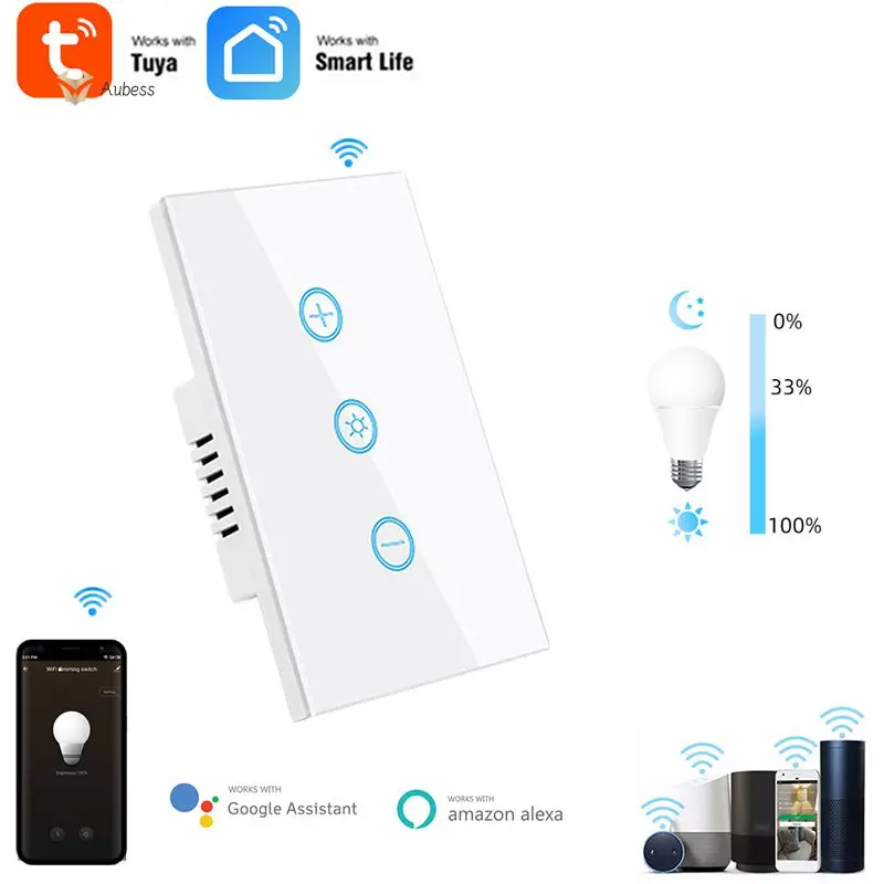 

Wireless Us Standard Switch Flame Retardant Remote Control Tuya Smart Wifi Wall Touch Switch Voice Control Neutral Wire Required