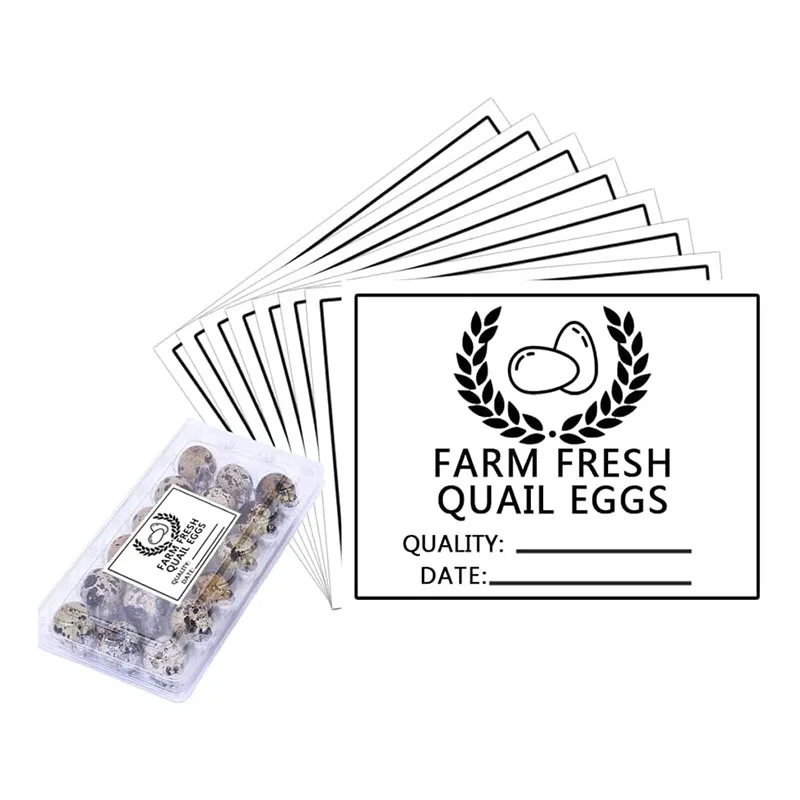 

Farm Fresh Quail Egg Cartons Labels 3.5x2.5 Inch Hand Gathered with Love Carton Label