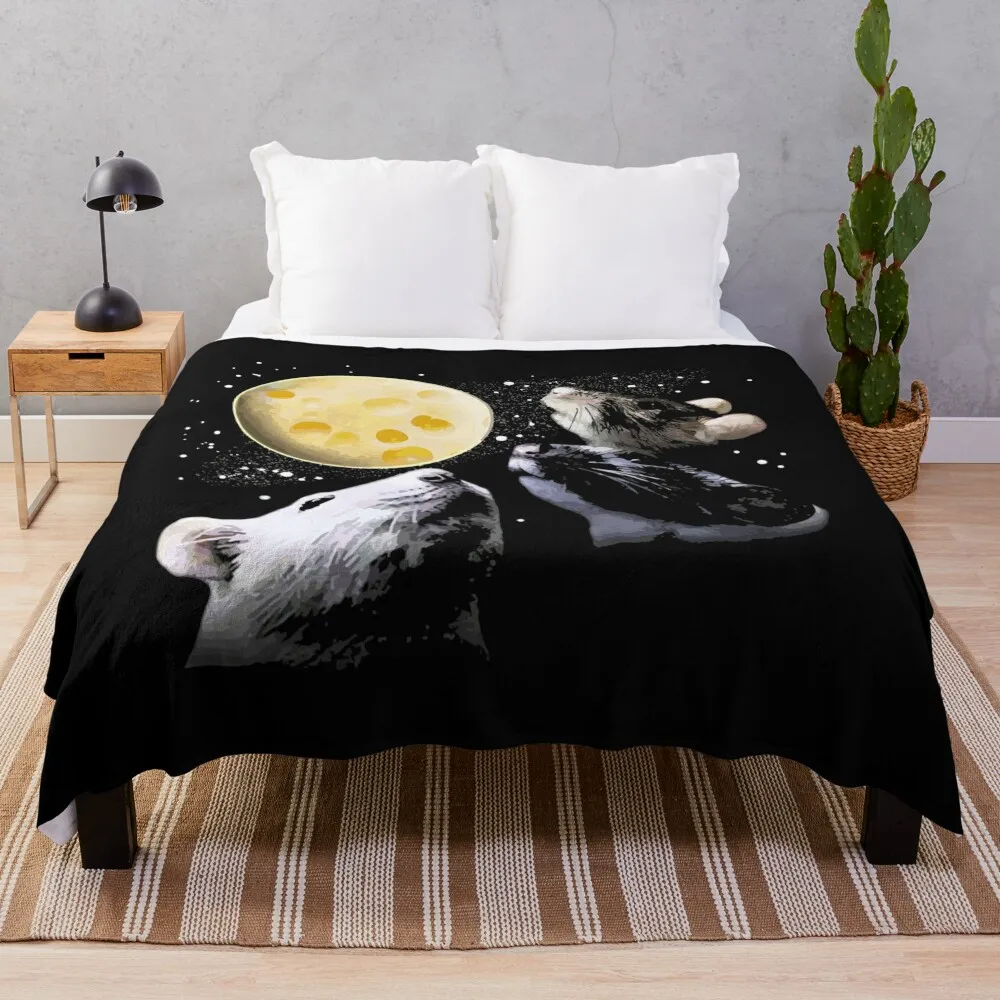 

Three Rat Moon Throw Blanket Soft Plaid warm winter Fluffys Large Fluffy Softs Blankets