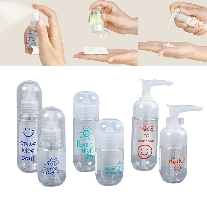 

Portable Empty Spray Bottle Capsule Bottles Refillable Bottles Travel Transparent Plastic Press Shampoo Lotion Shower Gel Bottle