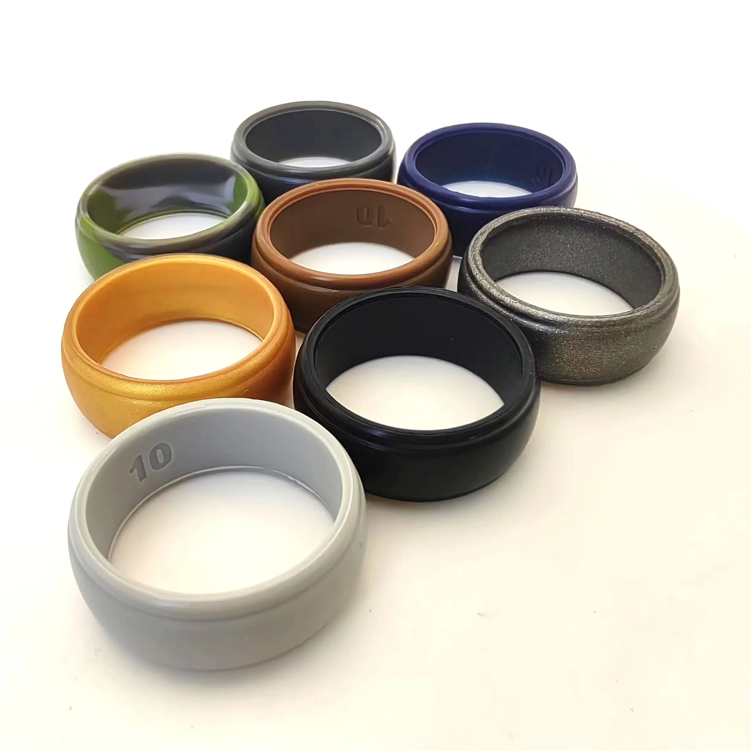 8PCS/Set Premium Silicone Wedding Bands for Men Flexible