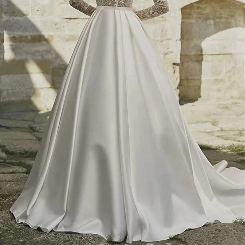 Luxury Satin Detachable Train Wedding Removable Skirt for Dresses Bridal Party Prom Overskirt Customized