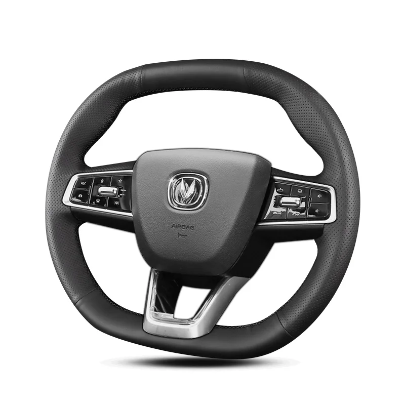 

2021 For Changan uni-k DIY custom black leather hand sewn steering wheel cover