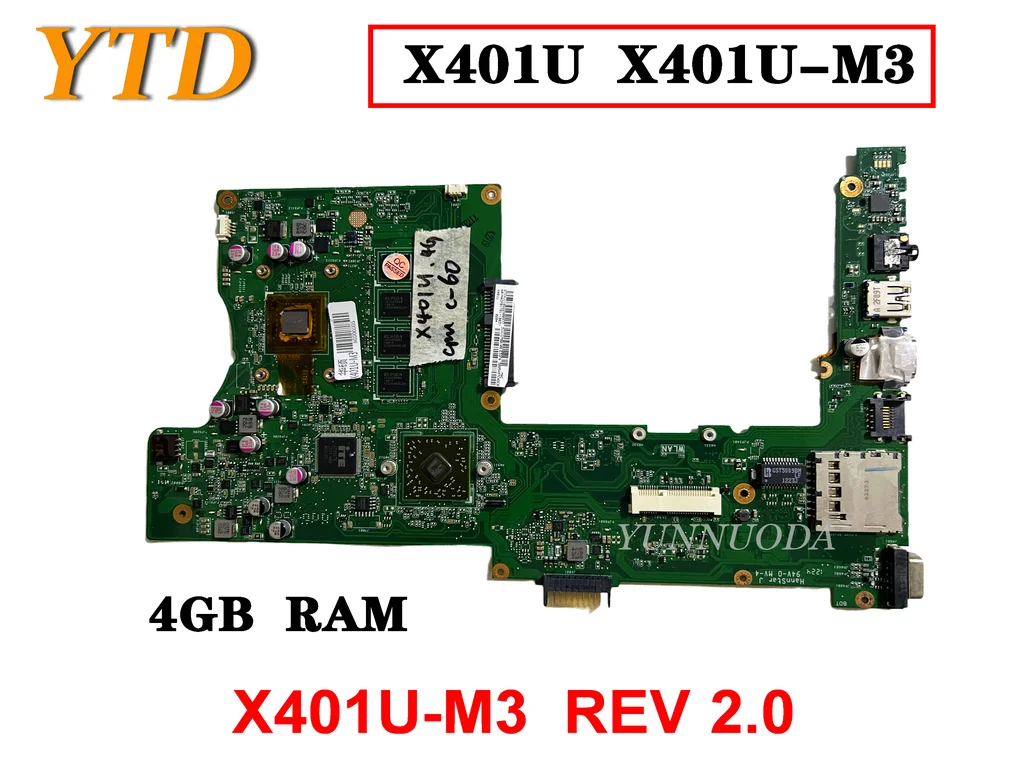 

Original For ASUS X401U X401U-M3 Laptop Motherboard 4GB RAM X401U-M3 REV 2.0 Tested Good Free Shipping