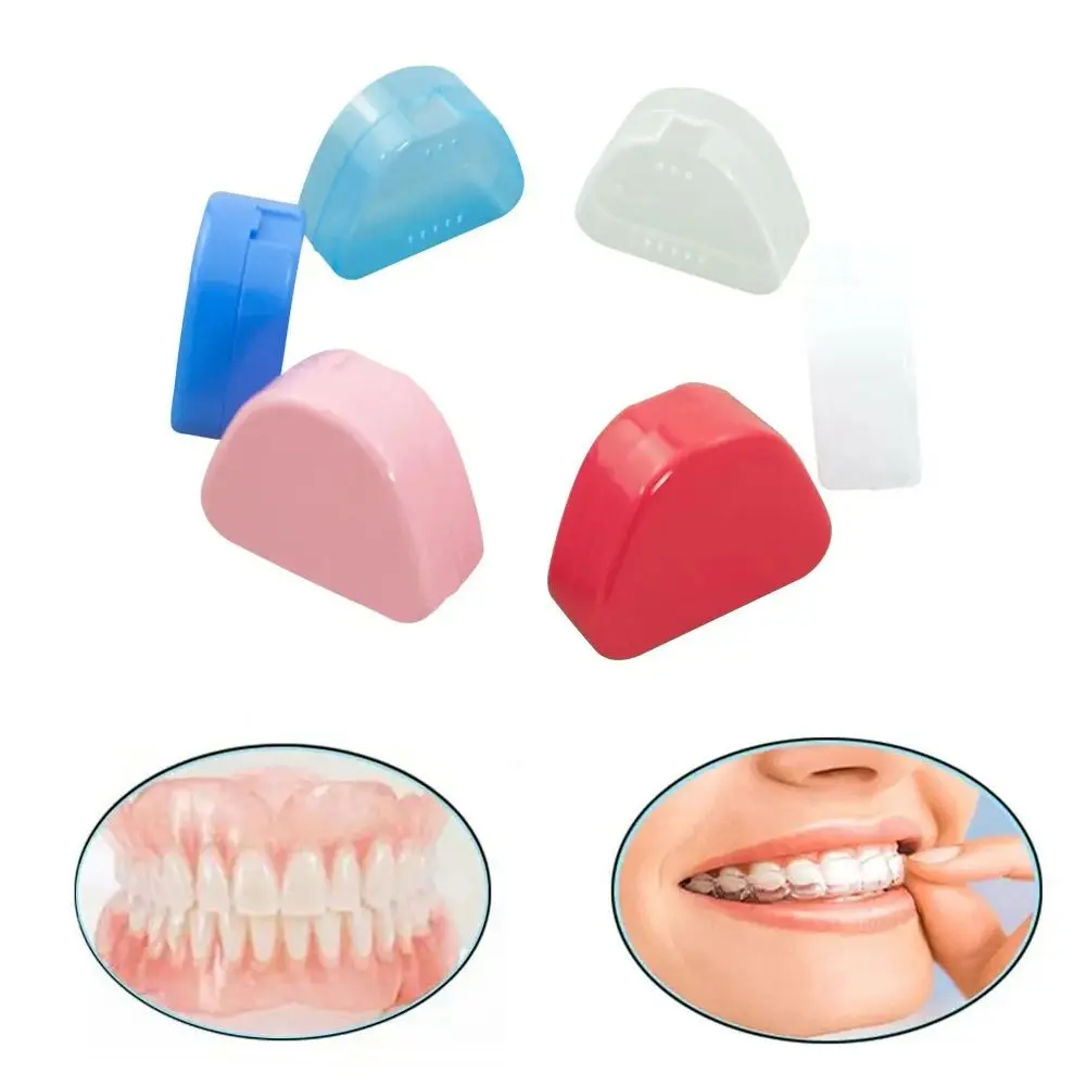 High Quality Snap-fit Catch Artificial Tooth Organizer Solid Color Keep Dry False Teeth Storage Box Portable Denture Bath Box