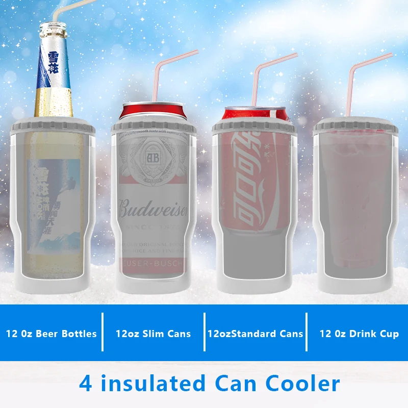 12oz Insulated Slim Can Stainless Steel Can Cooler for Slim Beer Insulated Can  Cooler for Regular