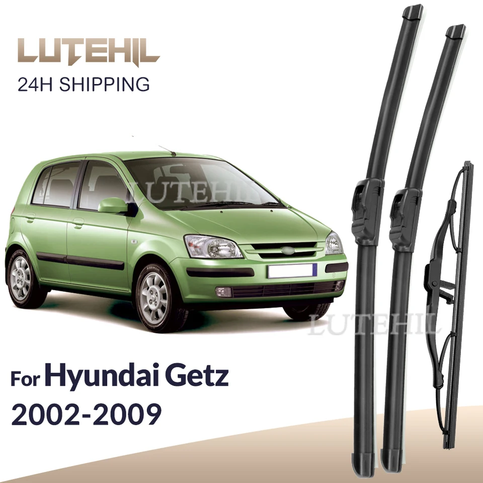 Recambio Escobillas Goma Natural Recambo Limpiaparabrisas Delantero Y Trasero Para HYUNDAI Getz 2002-2009 | Fácil Instalación – 3 Piezas Guzzi Lemans