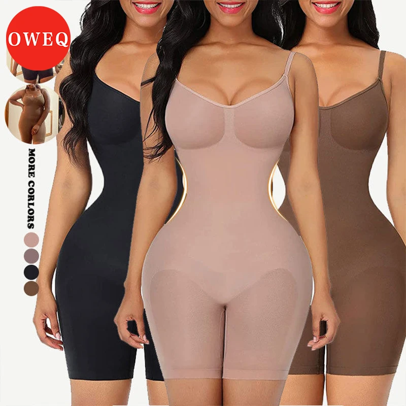 

OWEQ Seamless Women Bodysuit Butt Lifter Shapewear Waist Trainer Body Strappy-Back Chest Shaper Enhancing Corrective Underwear