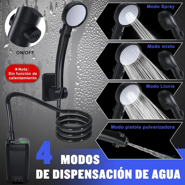 Portable Rechargeable Camping Shower – 6000mAh, Dual-Speed, Temp Display 3