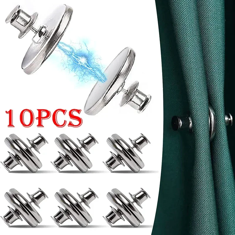 10/2PCS Curtain Fasteners Magnetic Curtain Closed Button Adjustment Magnet Close Buckle Detachable Buttons Home Decor
