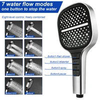 High Pressure Shower Head 7 Modes Adjustable Showerhead With Hose Saving Water One-Key Stop Spray Nozzle Bathroom Accessories 2