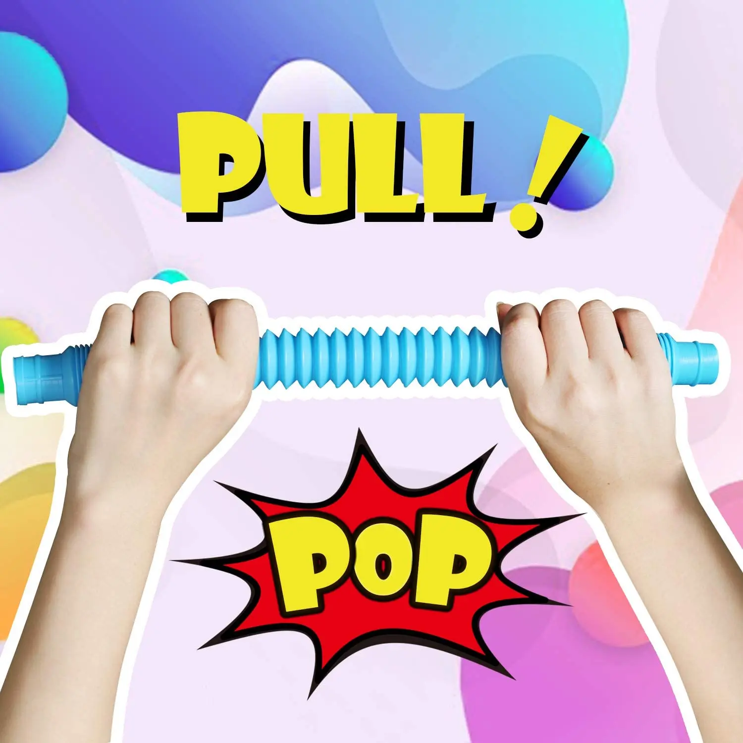 Pop Tube Sensory Fidget Toy 4 Pack 4pcs Random Colorful Heavy-Duty for Construction Educational Toys