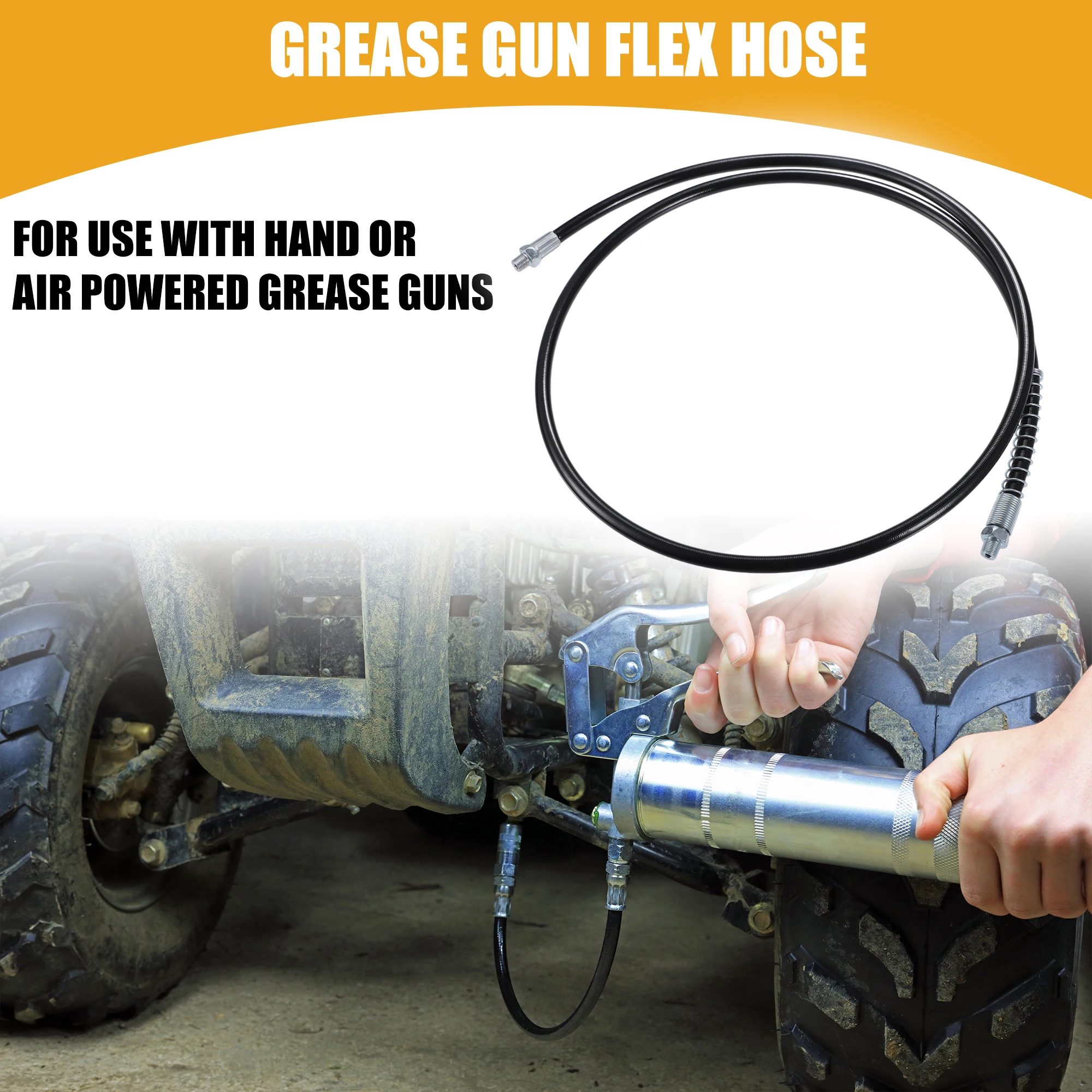 30cm-150cm Long Universal 1/8" NPT Grease Gun Flex Hose Trailer Flex Grease Gun Hose Extension Non-Slip 1/2pcs for grease gun hose extension