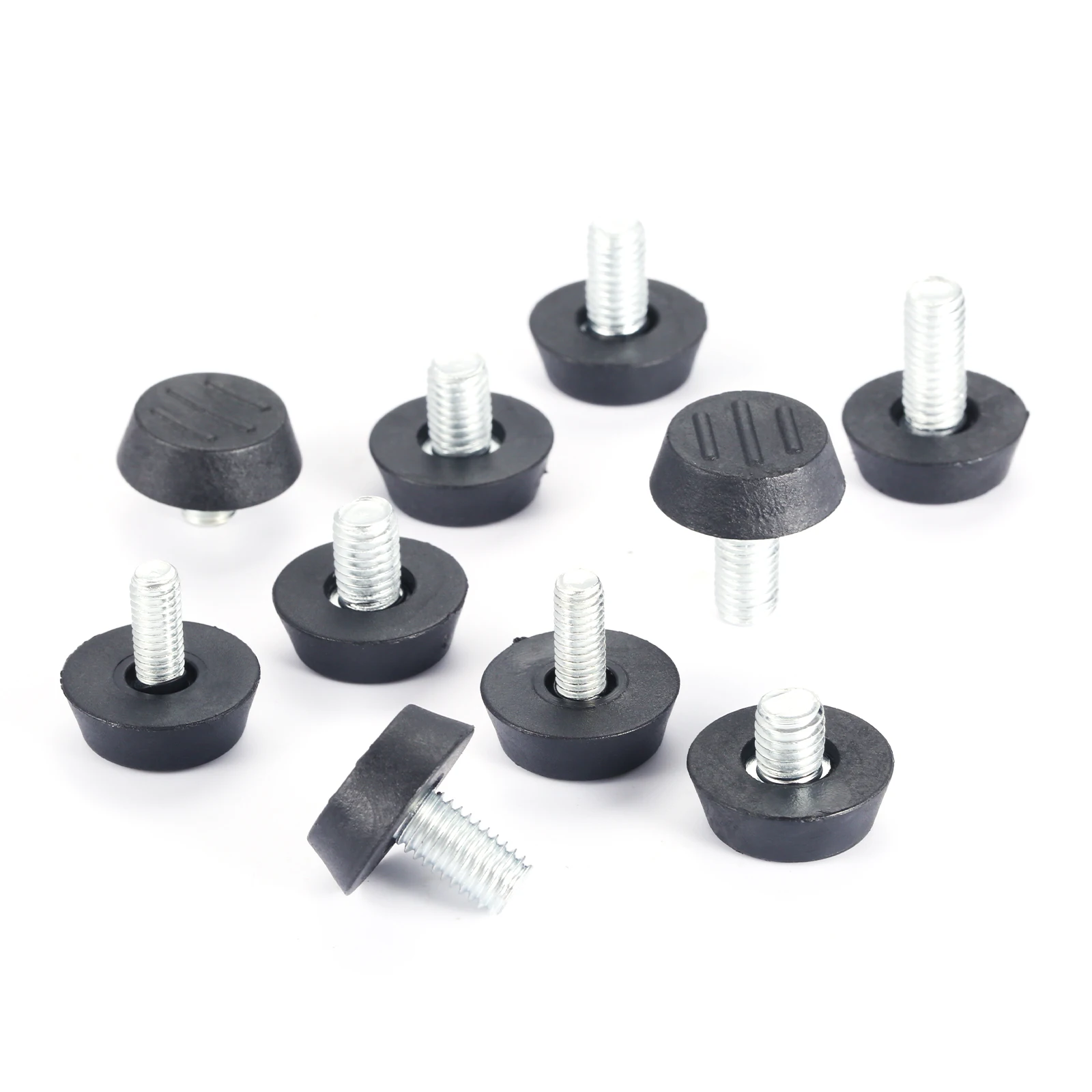 10pcs/set Furniture Levelers Feet M6/M8*23mm Adjustable Diameter Screw Balance Stem for Rack Table Chair Beg Sofa Protect Floor
