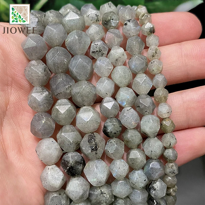 

Smooth Faceted Gray Labradorite Loose Beads for DIY Bracelet Jewelry Making Natural Stone Beads Chains 14" Strand 6 8 10MM