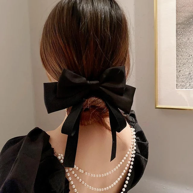 FFLACELL Fashion White Ribbon Big Bow Hairpin Korean High Quality Double  Layer Spring Hairpin for Women Hair Accessories - AliExpress