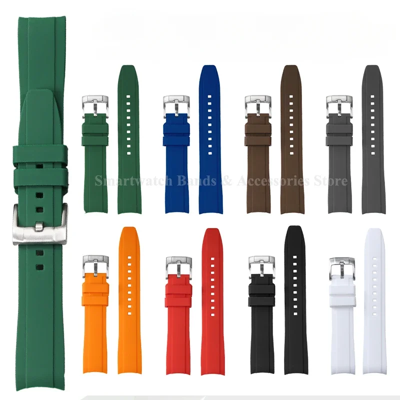 Universal Curved End Rubber Watch Band – Available in Multiple Sizes for Men and Women, Sports Style Bracelet