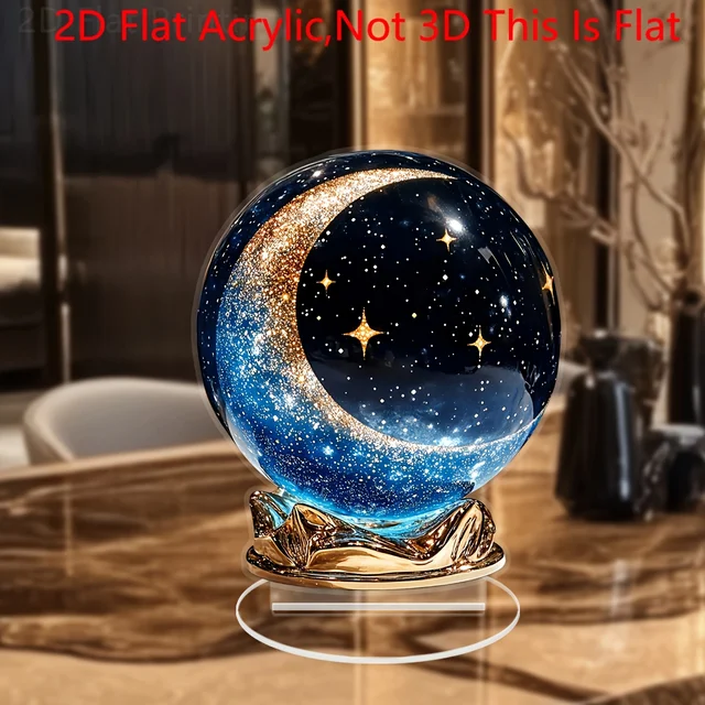 Boule de cristal de Style bohème 2D, Figurine plate en acrylique, pour la maison, le bureau, le café, la salle, le Studio, vitrine, ornement de Table, Kit de décoration de bureau 3