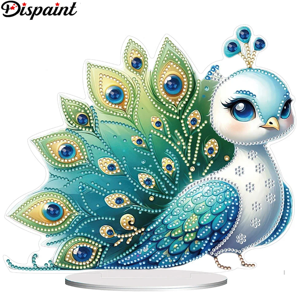 

Dispaint 5D DIY Diamond Painting Special Shape Drill Desk Ornament Animal Peacock Embroidery Rhinestone Home Tabletop Decor Gift