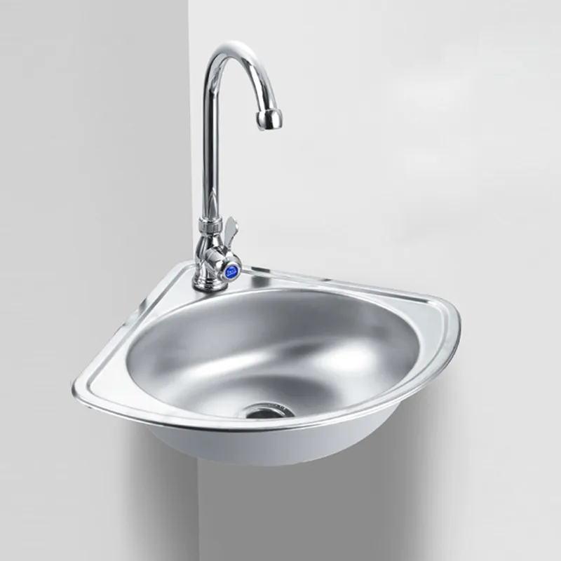  JIANFEI Fregadero esquinero, lavabo triangular, fregadero de  esquina de acero inoxidable, mini lavabo de cocina para baño y lugares  públicos (color plateado, tamaño: F (12.6 x 12.6 x 17.7 in) 