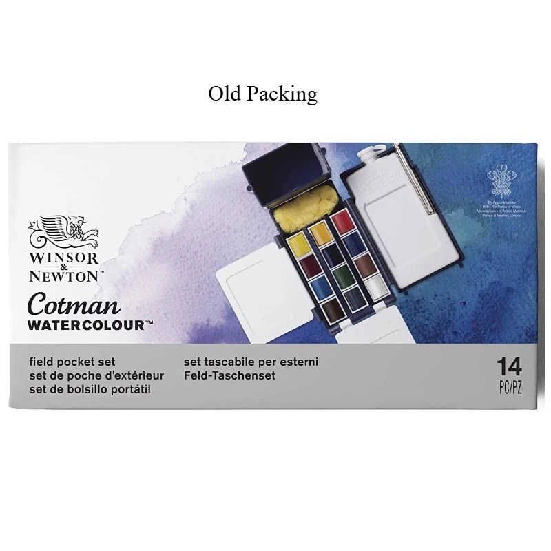 13/14PCS Winsor & Newton Cotman Watercolor Paint Set Field Pocket Set 12 Half Pan with Brush Sponge Bottle Outdoor Drawing,watercolor painting set