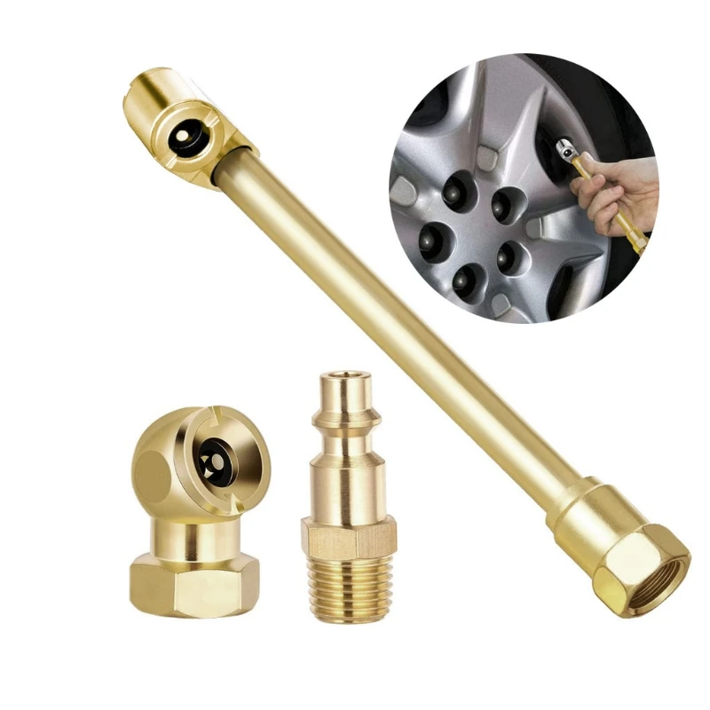 EVOULTES 12'' Tire Inflator Hose Adaptor, Brass Clip