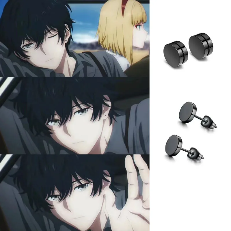 Takt Asahina Cosplay Earrings Black Ear Studs Magnetic Ear Clip Halloween Role Play Costume Accessories