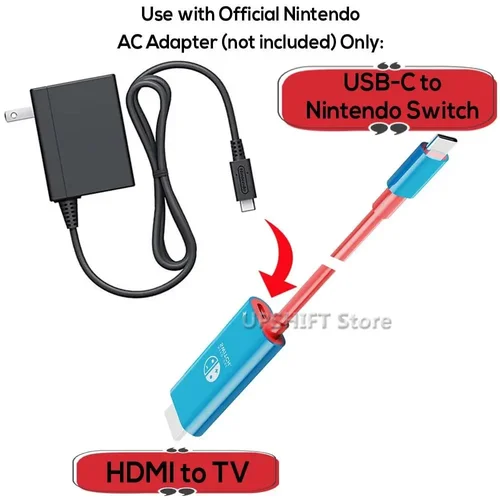 스위치 도크 USB 타입 C to 4K HDMI 변환 어댑터 PD 100W 케이블 TV 도킹 모드 닌텐도 스위치 OLED, 스팀 데크 모바일 4