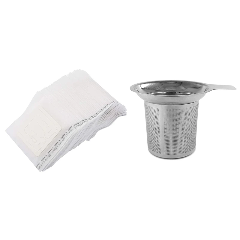 

1 Pcs Stainless Steel Tea Strainer, Tea Sieve, High Density Filter With Handle & 30 Pcs Drip Coffee Filters Bag