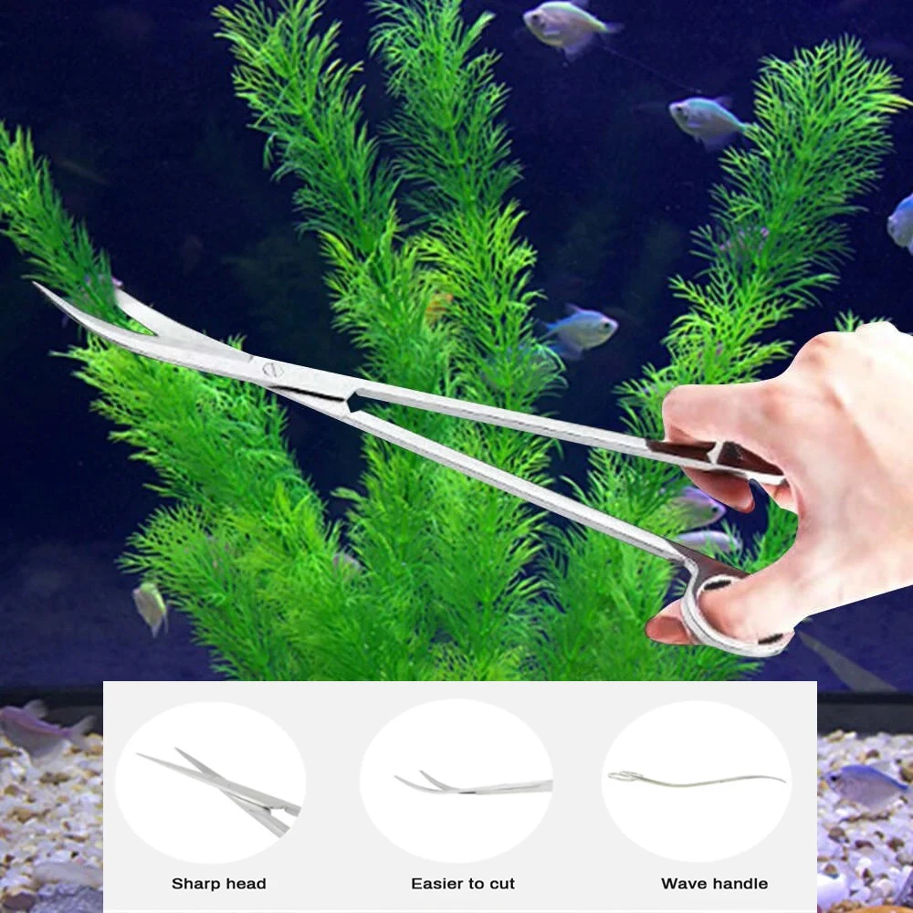 Aquarium Fish Tank Tools Kit Aquascaping Aquatic Plants Long Tweezers Scissors Stainless Steel