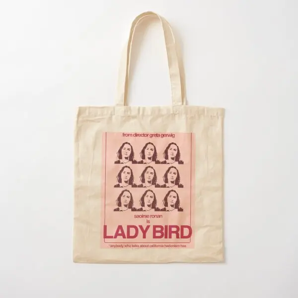 

Lady Bird Poster Cotton Canvas Bag Shopper Printed Ladies Fashion Grocery Shoulder Bag Foldable Fabric Unisex Tote Reusable