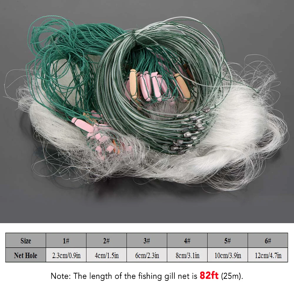 30m 6' x 100' 3 Layers Fishing Fish Trap Monofilament Net with Float Mesh  Gill