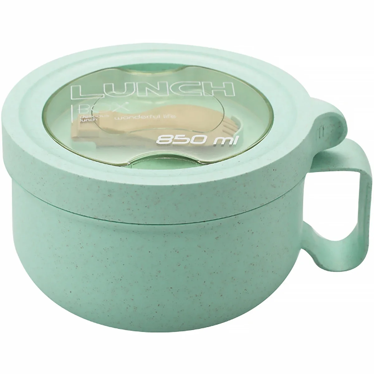 850ml Microwave Soup Bowl with Lid and Handle Food-Grade Plastic Noodle Bowl with Spoon Leak-proof Portable Breakfast Cup
