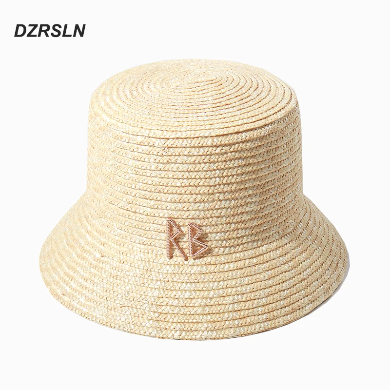 Women Luxury Straw Bucket Hats With Fashion Letters Summer UV Protction Beach Hats Ladies Summer Sun Hats Outdoor 1