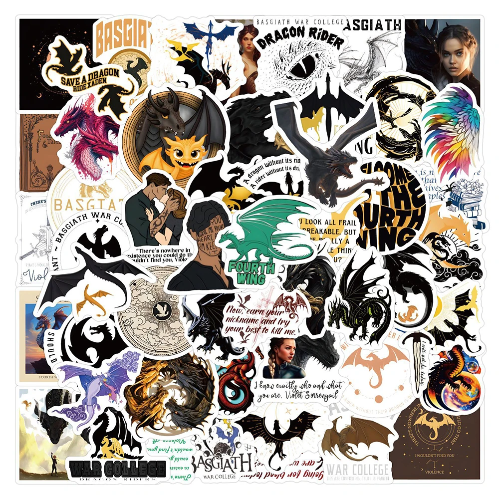 10/30/60/120PCS Cool Fourth Wing Anime Cartoon Stickers DIY Waterproof Phone Laptop Skateboard Luggage Guitar Joke Sticker Gift