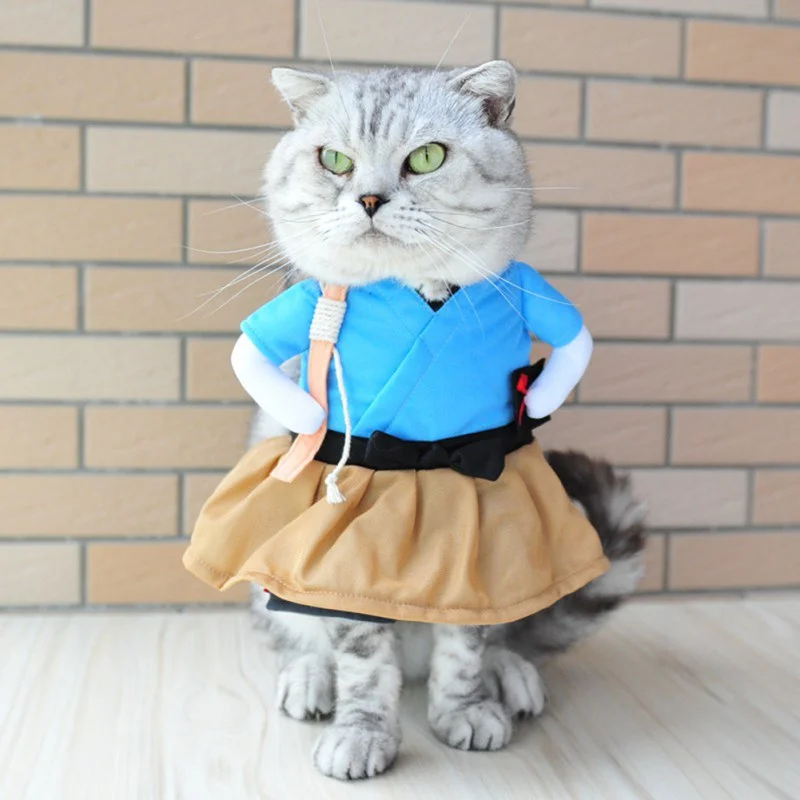 Pet Cat Funny Clothes Dog Cosplay Costume Halloween Christmas Comic Costume Cat Party Costume Suit Pet Costume Two Feet Funny