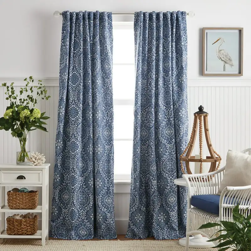 

Indoor Poly Cotton Blend Blackout Backtab Curtain Panel Pair , Indigo , 50 Kitchen curtains sets Door curtain Cautains for bedro