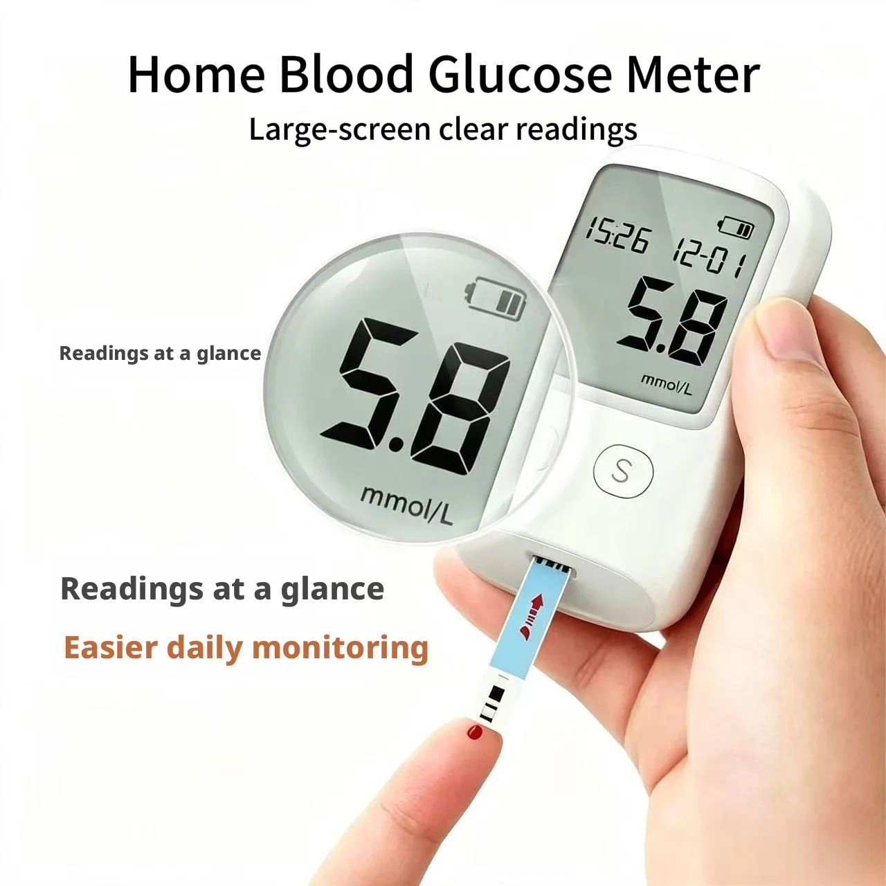 Portable Blood Glucose Tester Household Medical Grade Blood Sugar Accurate Reading Health Detection Device With Test Strips 1