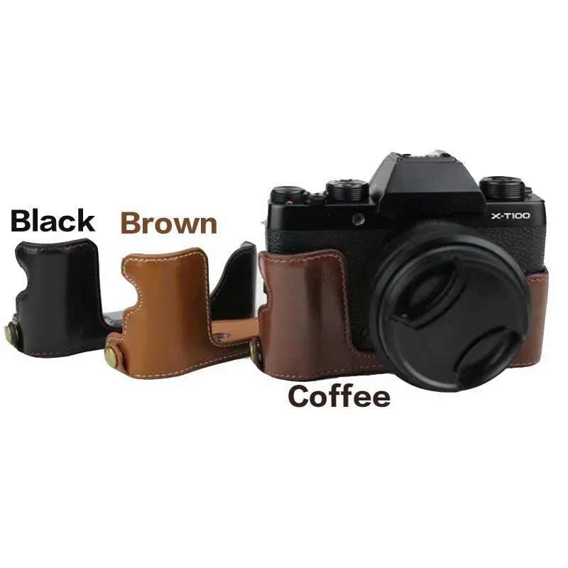 Custodia Per Fotocamera In Pelle Pu Mezza Copertura Per Fujifilm Xt100 Xt200 Xt20 Xt30 Xt30 Ii Xs10 Xs20 X100F X100V
