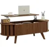 Wood Top Coffee Table with Hidden Storage,47.24" Oval Lift Table Top Curved Profile Design Low Tea Table for Living Room, Office 1