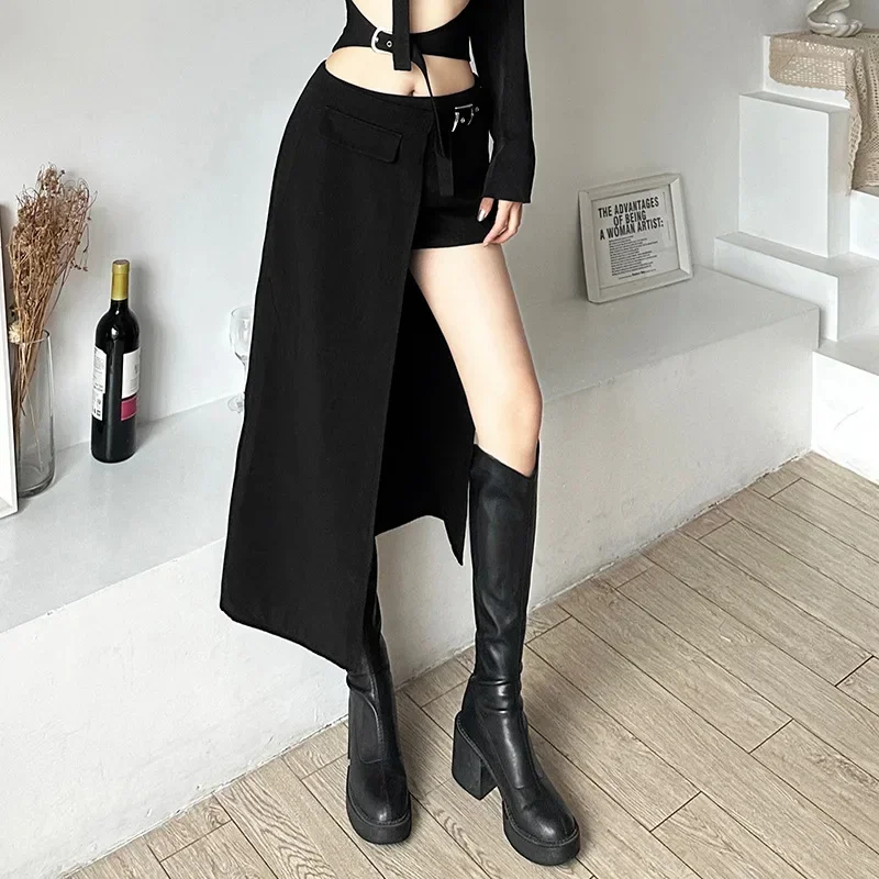 バンテージ 売れ筋商品|||スカート 黒 ブラック ミニ レース ハイウェスト セクシー パッチワーク レディース ミニスカート レザースカート アメリカン セクシー ハイウエスト