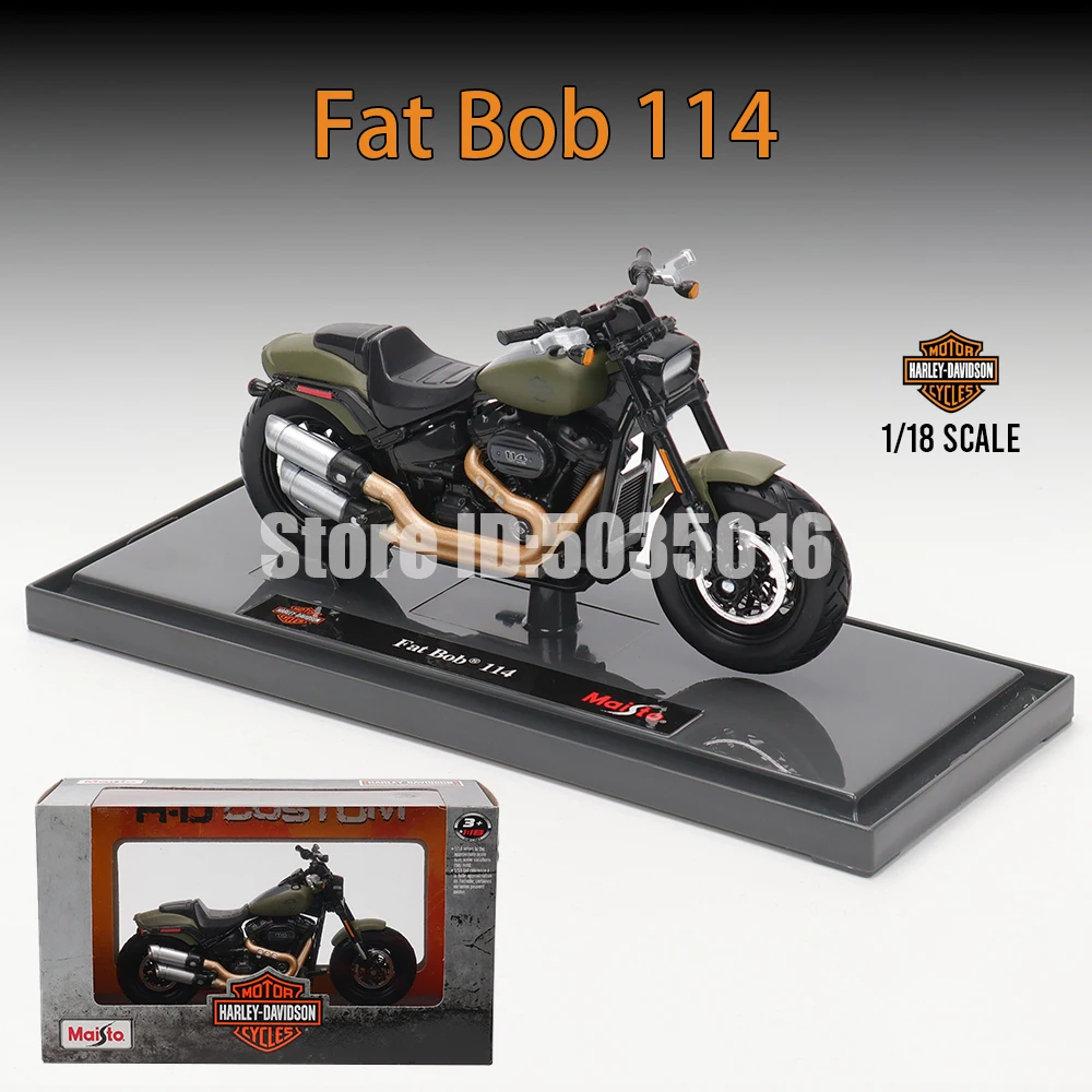Modèle Réduit 1:18 Harley Davidson Fat Bob 114 2022 - Moulé Sous Pression, Détails Réalistes, Idéal Collection