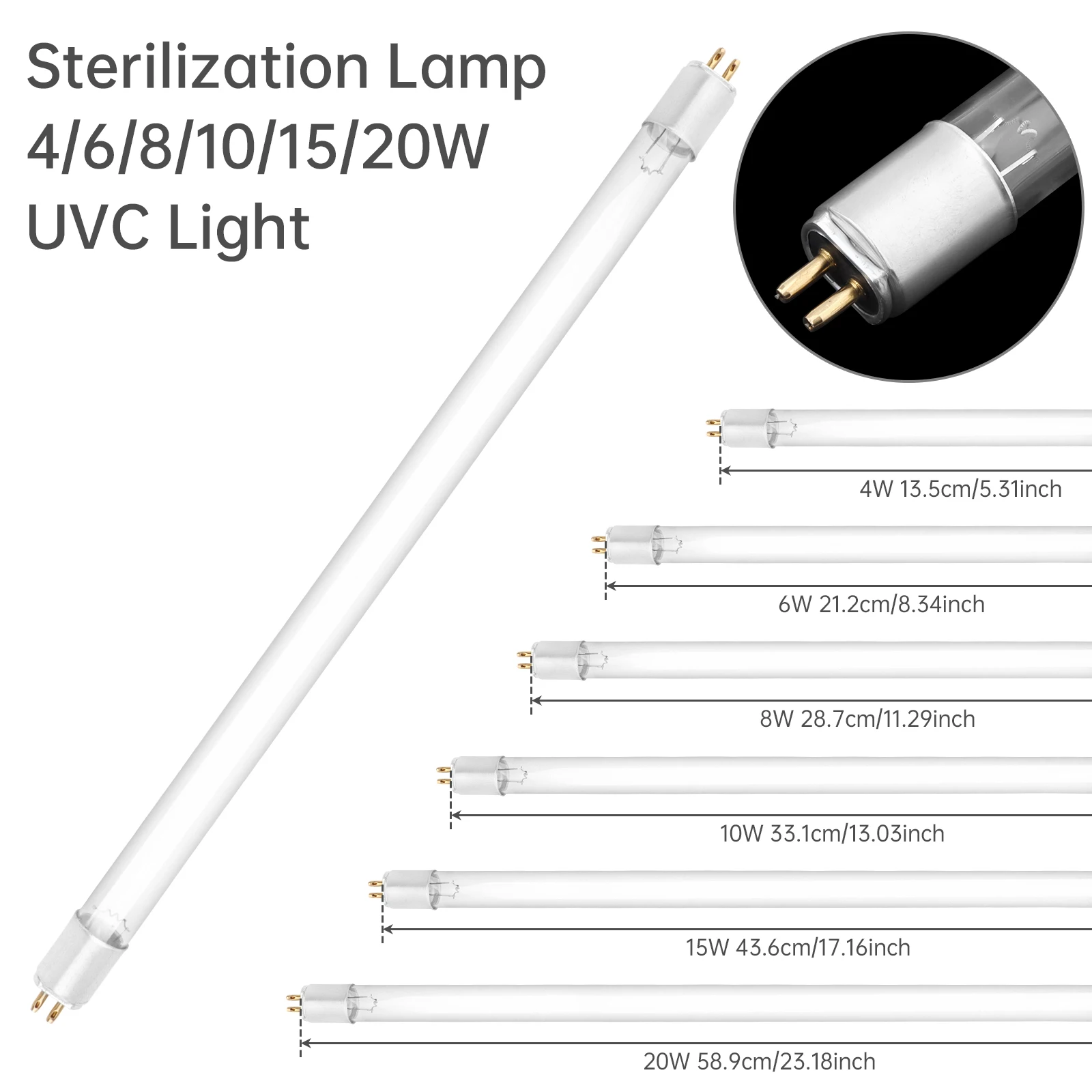 UV Lamp Light 4 - 15W 254nm Straight Pipe Type G5/G13 Base Replacement Lamp for Air Cleaning Equipment, UV Lamp Light