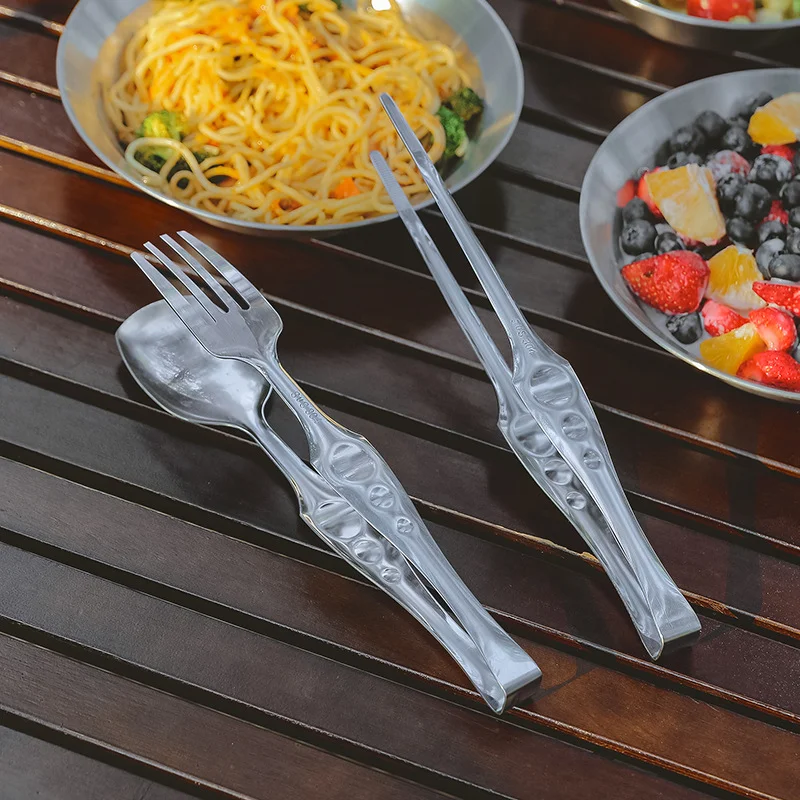 

BBQ Food Tongs Stainless Steel Food Clip Barbecue Clips Outdoor Camp Tableware Public Spoon Fork / Chopsticks Kitchen Accessory