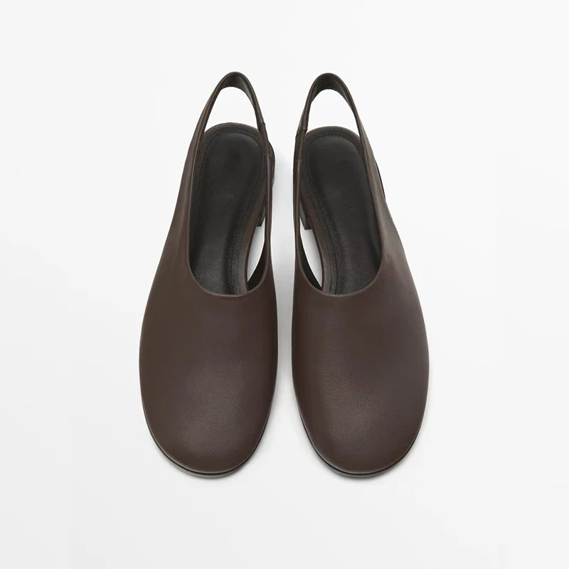 New Spring Summer Low-heel Women Sandals Fashion Hollow Slingback Pumps Genuine Leather Office Lady Working Shoes Woman