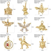 Breloques papillon abeille dinosaure pour la fabrication de bijoux, fournitures mignonnes Dijes couleur or, boucles d'oreilles, Bracelet, collier, excellente qualité 3
