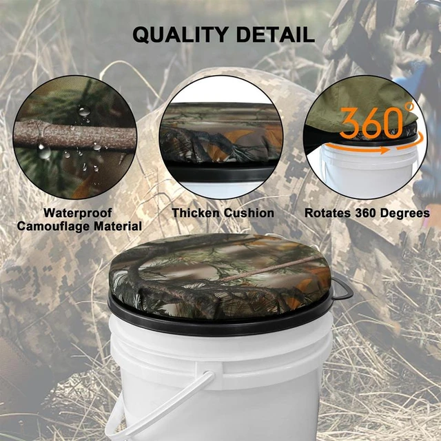 2 Pcs 5 Gallon Bucket Seat Bucket Swivel Lid Cushion 360 Degree Swivel  Bucket Seat Cushion Bucket Seat Lid with Waterproof Cover for Dove Duck  Hunting